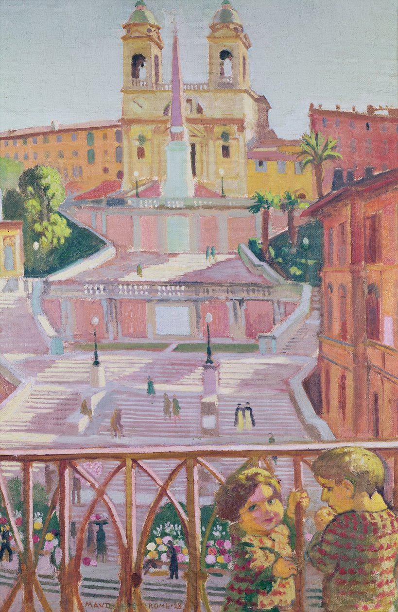 Espanjalaiset portaat ja Trinità dei Montin kirkko, Rooma, 1928. tekijältä Maurice Denis