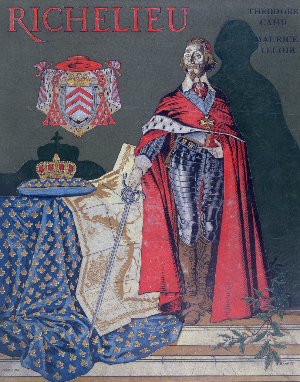 Kansikuva teokselle "Armand-Jean du Plessisin elämä, kardinaali Richelieu" (1585-1642), kirjoittanut Theodore Camu, 1910 tekijältä Maurice Leloir