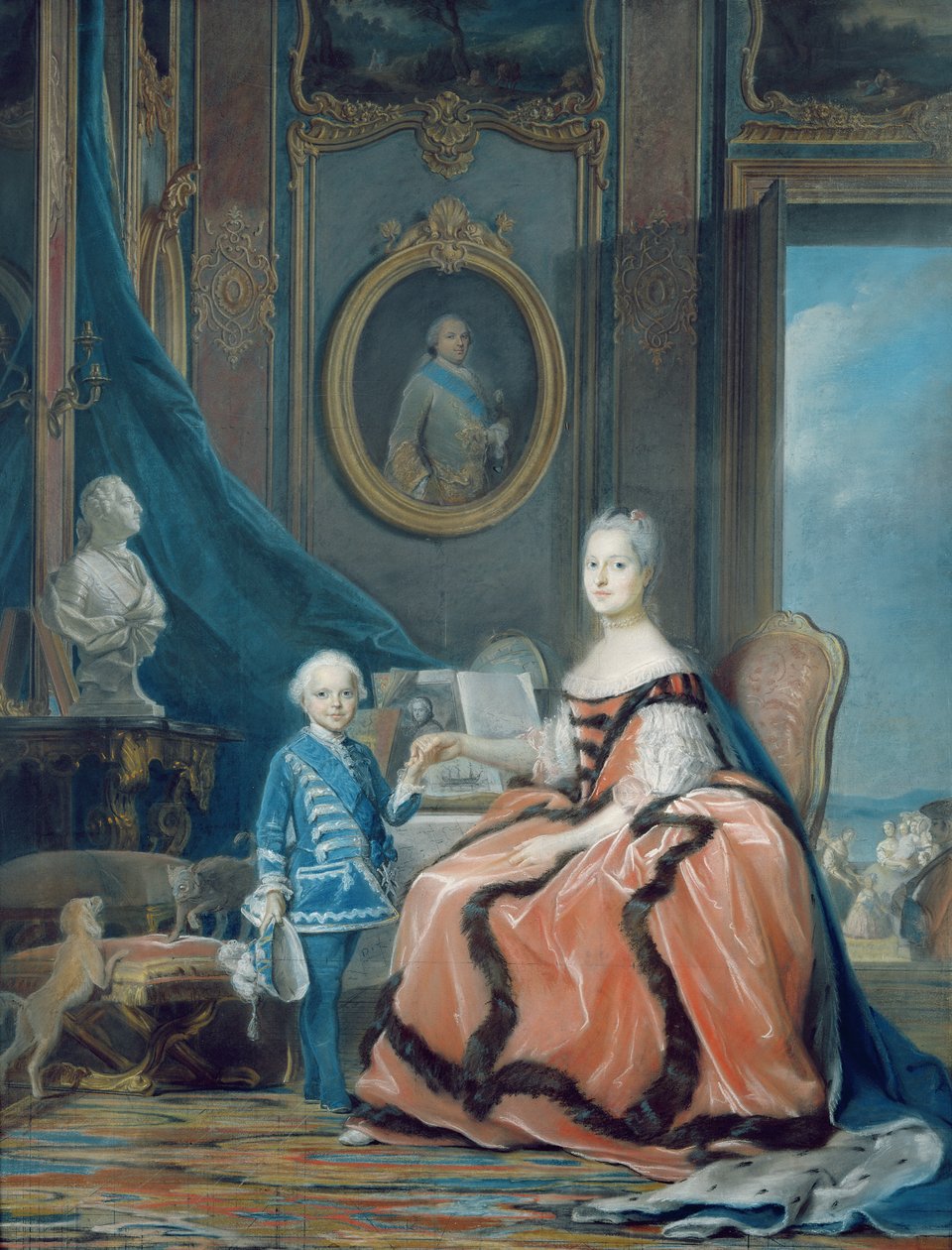 Muotokuva ranskalaisesta Marie-Josephe de Saxesta (1731-67) Dauphinesta ja hänen pojasta Louis Joseph Xavier de Francesta (1751-61) Burgundin herttuasta, n. 1760-61 (pastelli) tekijältä Maurice Quentin de La Tour