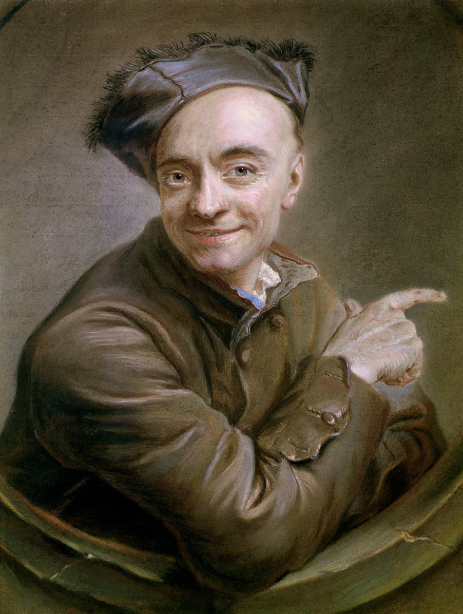 Omakuva häränsilmän kanssa, 1737 (pastelli) tekijältä Maurice Quentin de La Tour