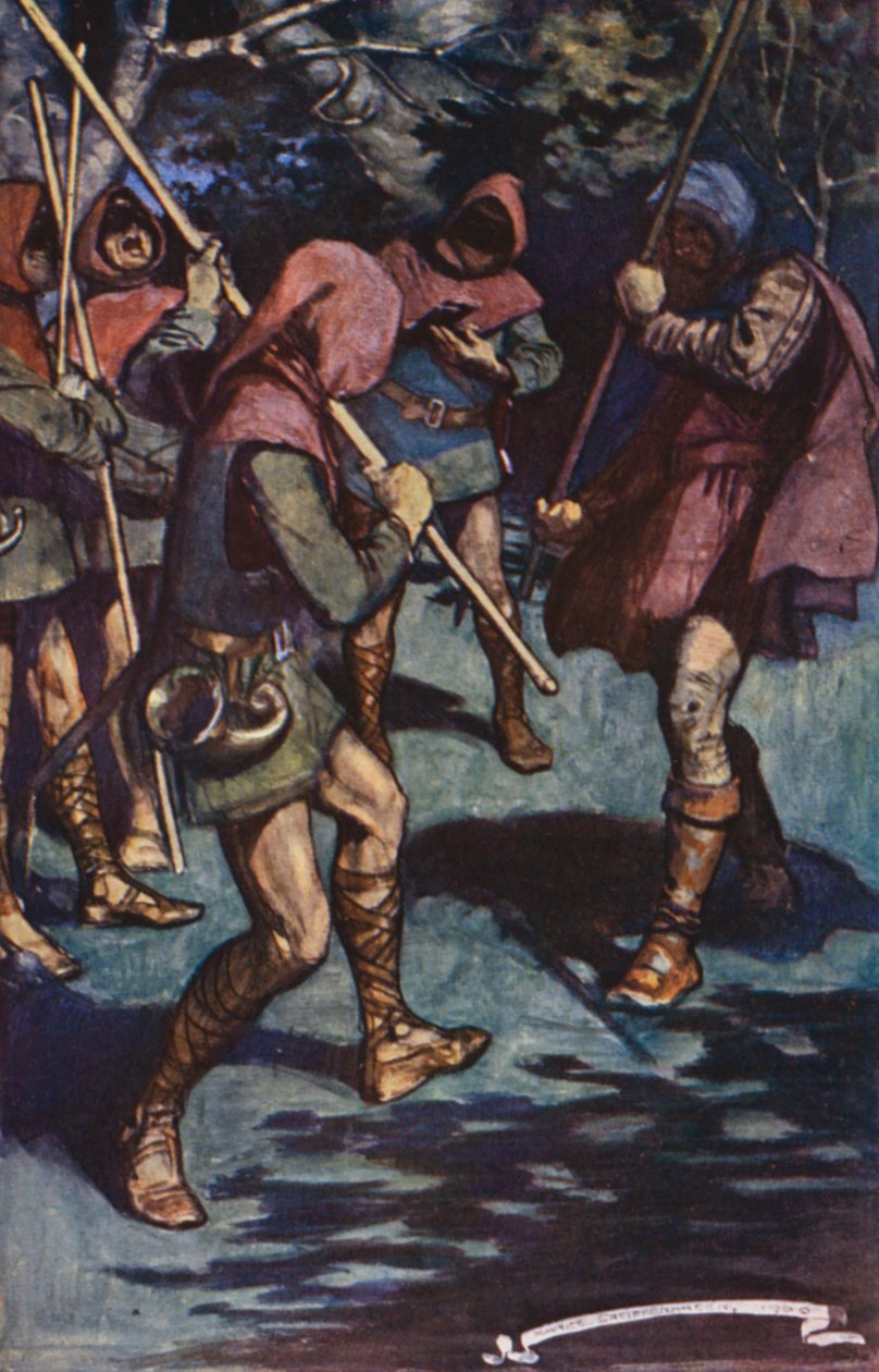 Sir Walter Scottin Ivanhoen kuvitus (värilitografia). tekijältä Maurice (after) Greiffenhagen