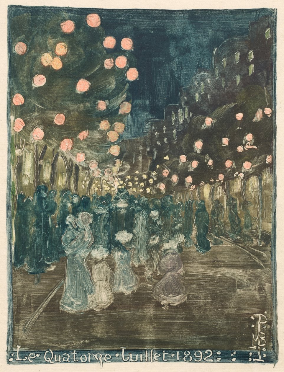 Bastille-päivä, 1892. tekijältä Maurice Brazil Prendergast
