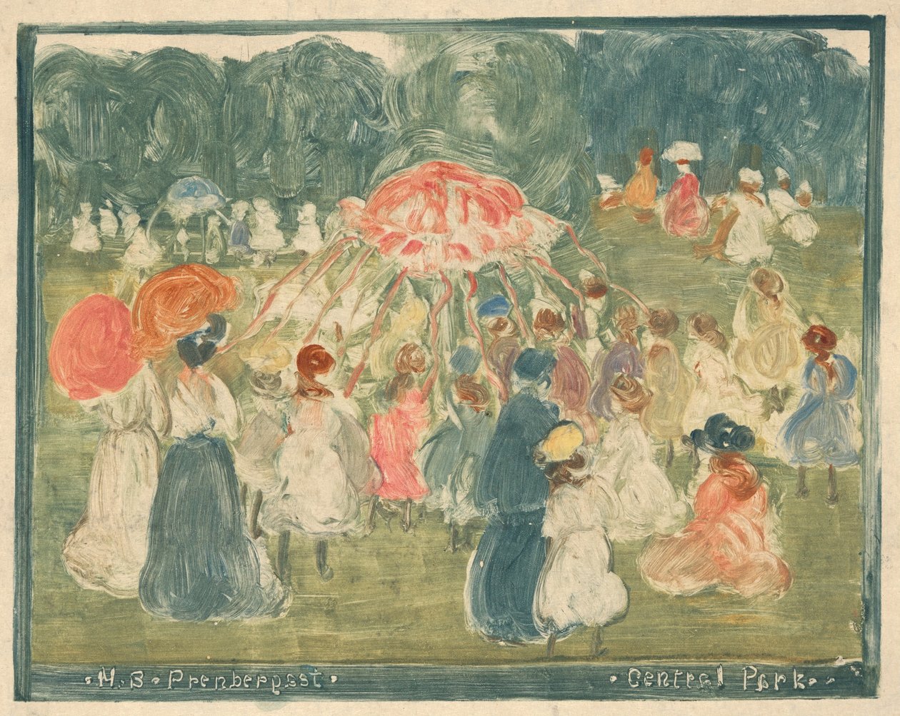 Parc Central, c. 1901. finlandès tekijältä Maurice Brazil Prendergast