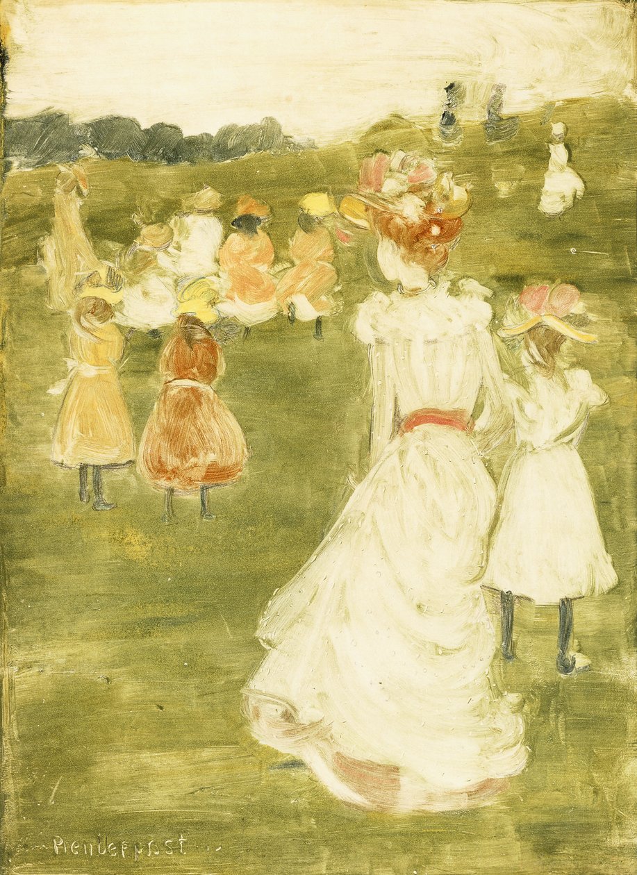 Figuurit puistossa, n. 1895-1897 tekijältä Maurice Brazil Prendergast