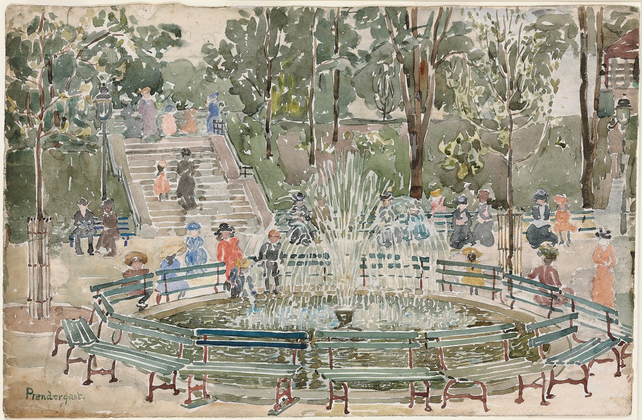 Fountain, Central Park tekijältä Maurice Brazil Prendergast