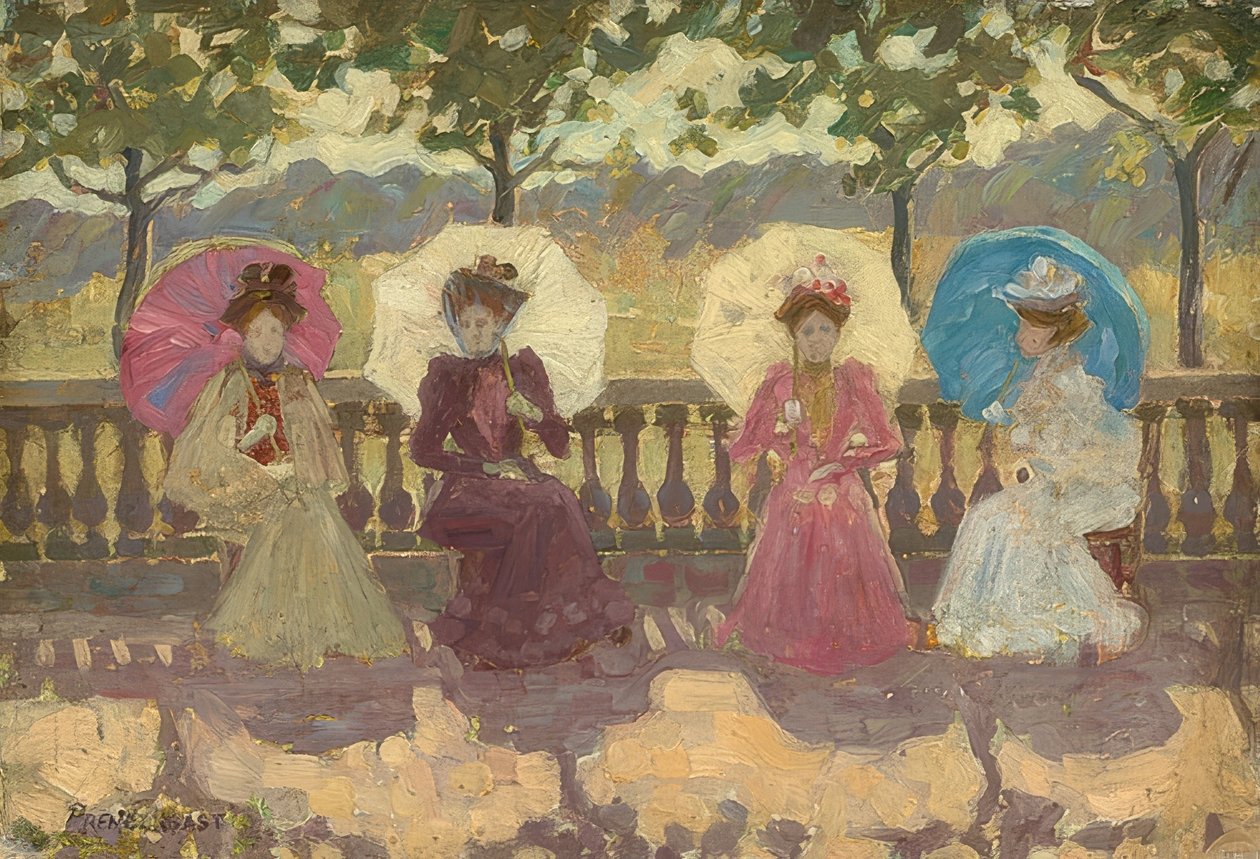 Puistossa, Pariisissa. 1891 tekijältä Maurice Brazil Prendergast