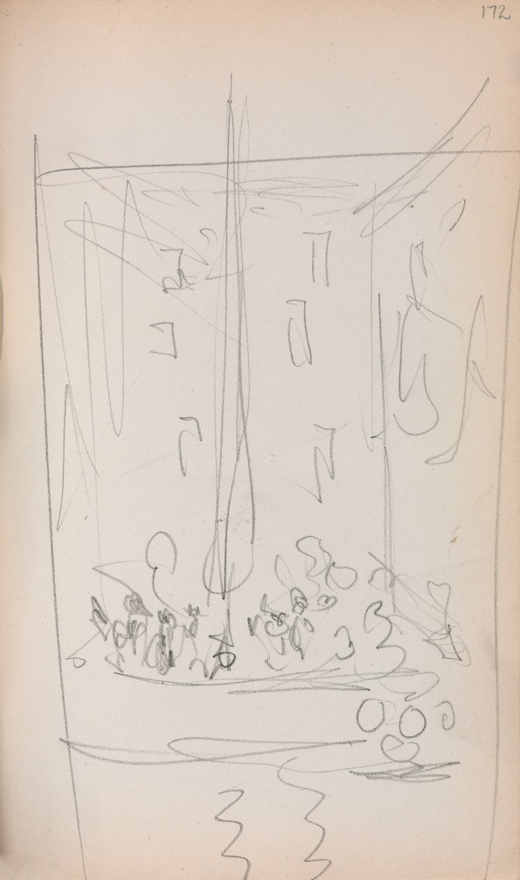 Italialainen luonnoskirja: Vene hahmoilla, sivu 172, 1898-1899. tekijältä Maurice Brazil Prendergast