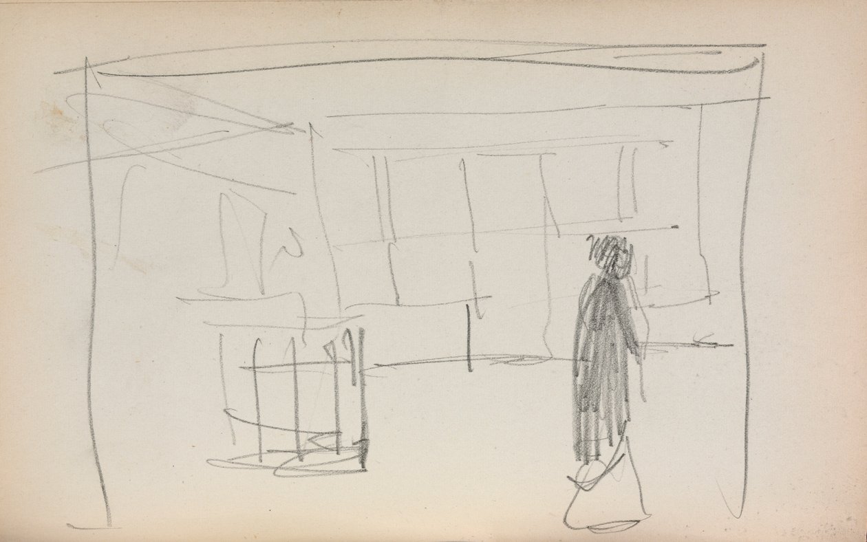 Italialainen luonnoskirja: Kuva sisätiloissa sivulla 175, 1898-1899. tekijältä Maurice Brazil Prendergast