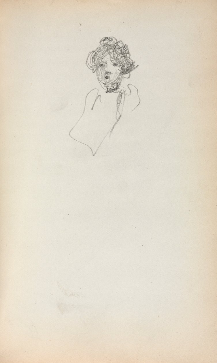 Italialainen luonnoskirja: Naisen pää, sivu 215, 1898-1899. tekijältä Maurice Brazil Prendergast