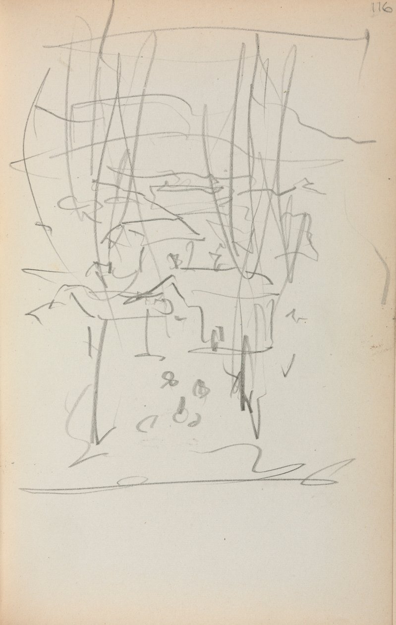 Italialainen luonnoskirja: Maisema sivu 116, 1898-1899. tekijältä Maurice Brazil Prendergast