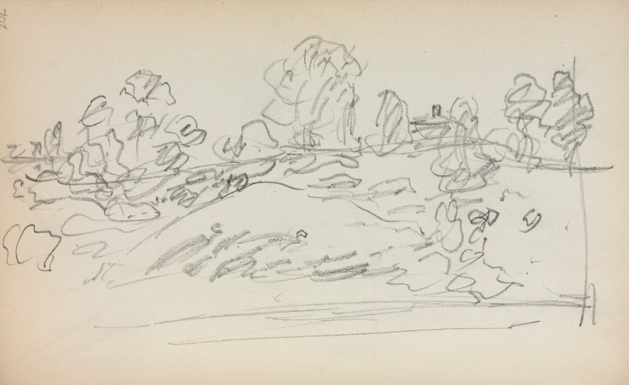 Italialainen luonnoskirja: Maisema sivu 202, 1898-1899. tekijältä Maurice Brazil Prendergast