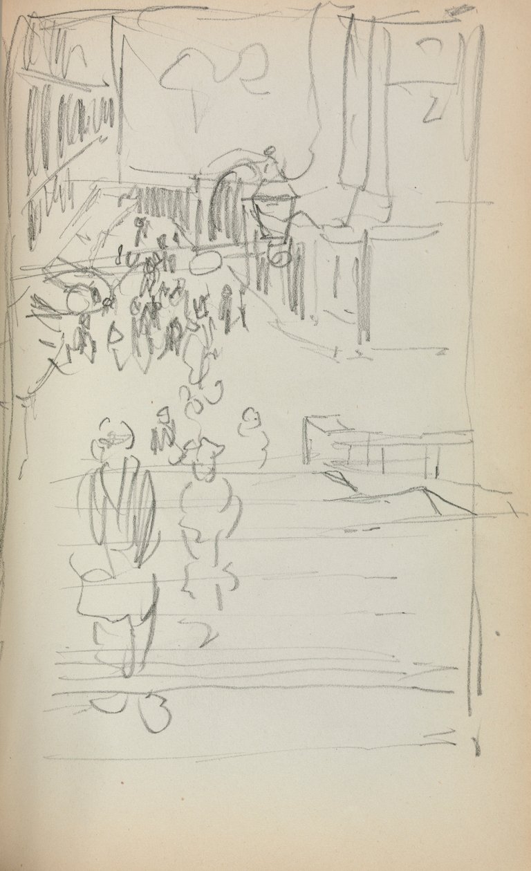 Italialainen luonnoskirja: Portaat kuvilla, sivu 165, 1898-1899. tekijältä Maurice Brazil Prendergast