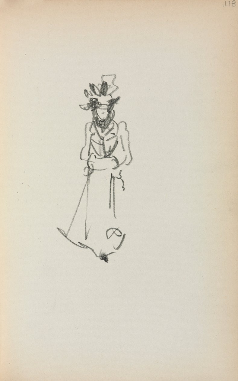 Italialainen luonnoskirja: Pysyvä nainen, sivu 118, 1898-1899. tekijältä Maurice Brazil Prendergast