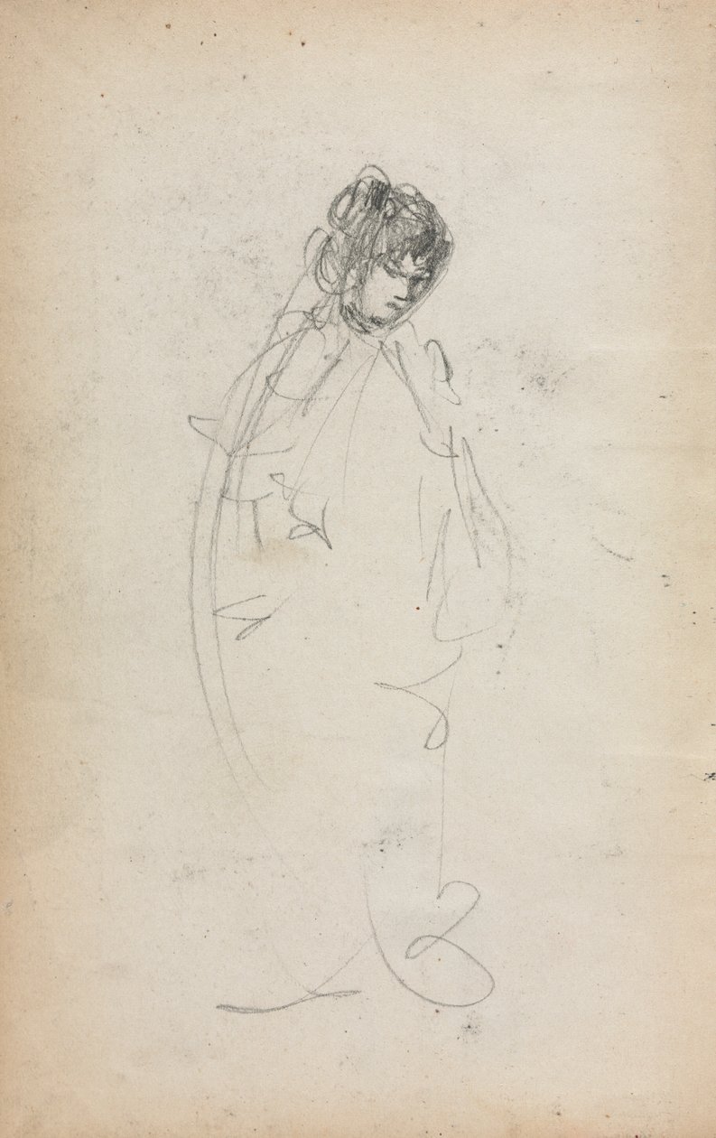 Italialainen luonnoskirja: Pysyvä nainen, sivu 1, 1898-1899. tekijältä Maurice Brazil Prendergast