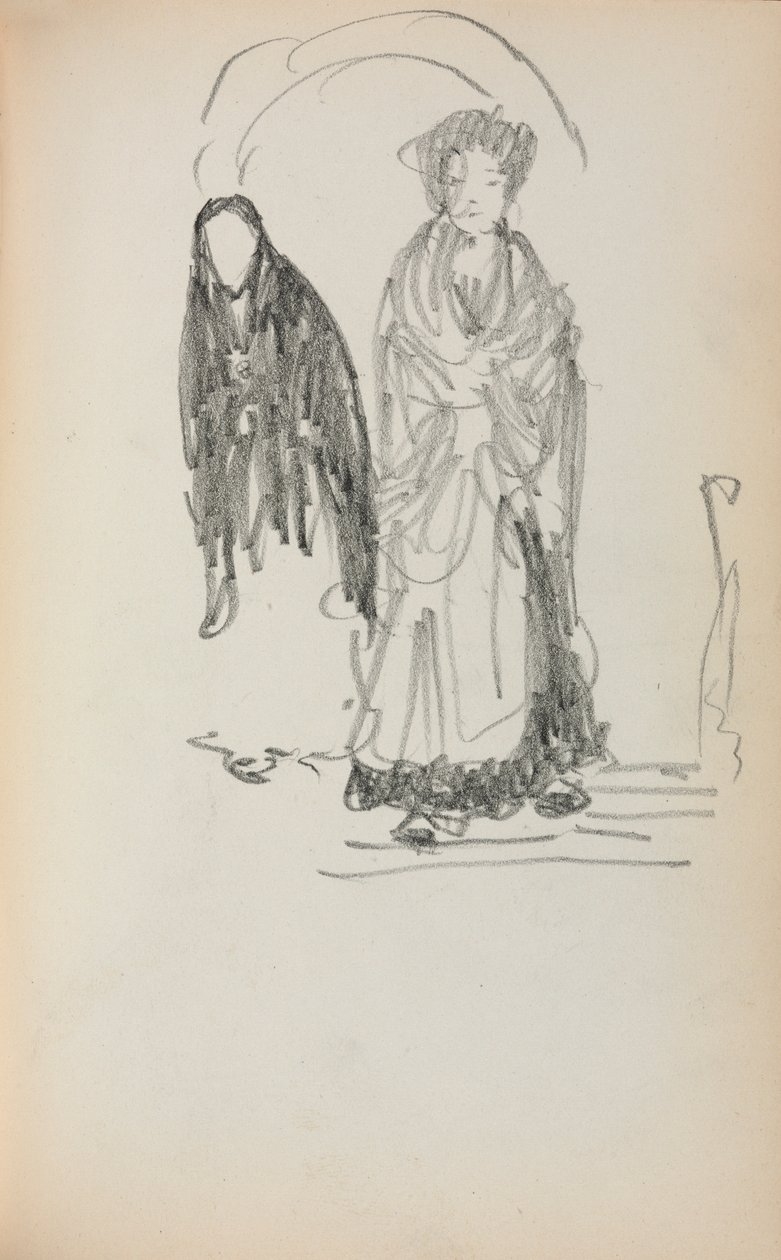 Italialainen luonnoskirja: Kaksi seisovaa naista sivu 123, 1898-1899. tekijältä Maurice Brazil Prendergast