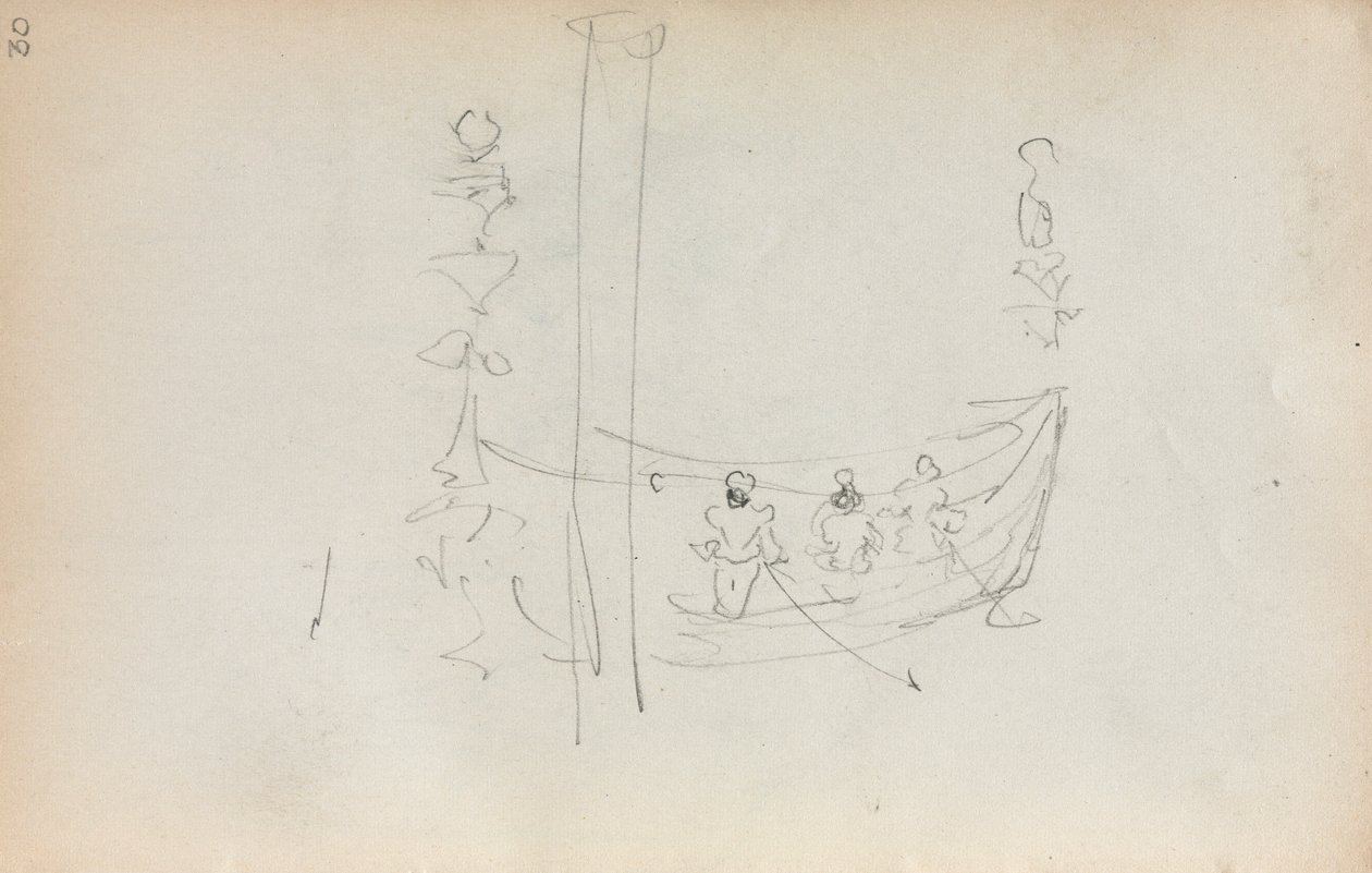 Italialainen luonnoskirja: Venetian Boat sivu 30, 1898-1899. tekijältä Maurice Brazil Prendergast