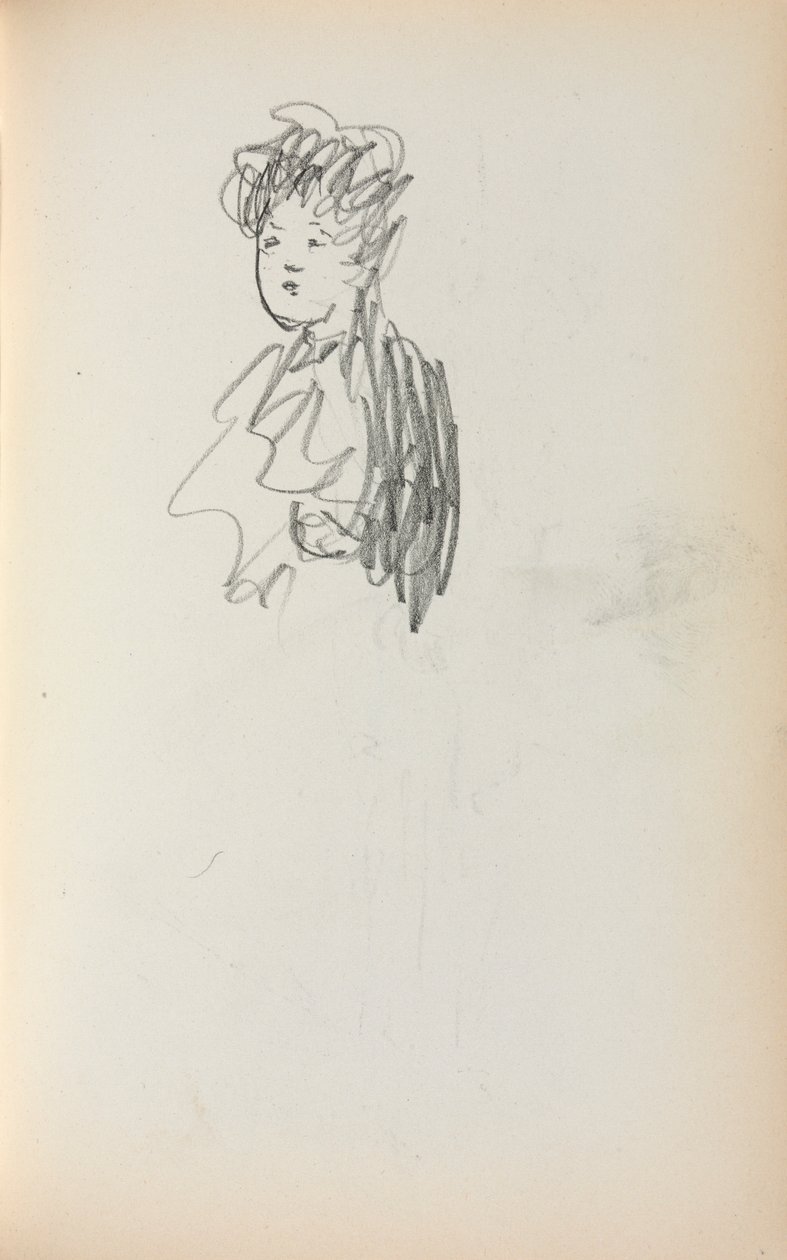 Italialainen luonnoskirja: Nainen, rintakuvan pituus sivu 127, 1898-1899. tekijältä Maurice Brazil Prendergast