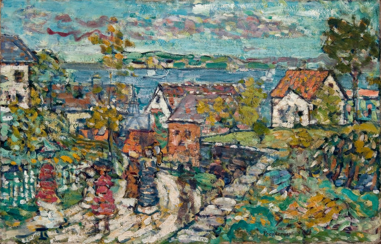 Maisema (tie ja kaupunki) tekijältä Maurice Brazil Prendergast