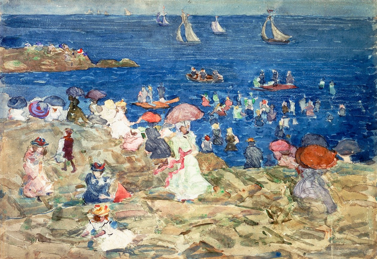 New England Beach Scene, n. 1896-1897 tekijältä Maurice Brazil Prendergast