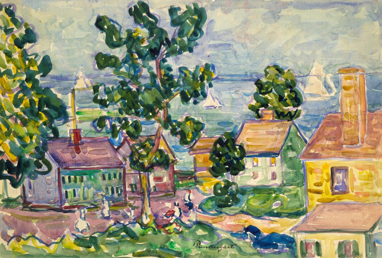 New England Coastal Village, n. 1915-1918. tekijältä Maurice Brazil Prendergast
