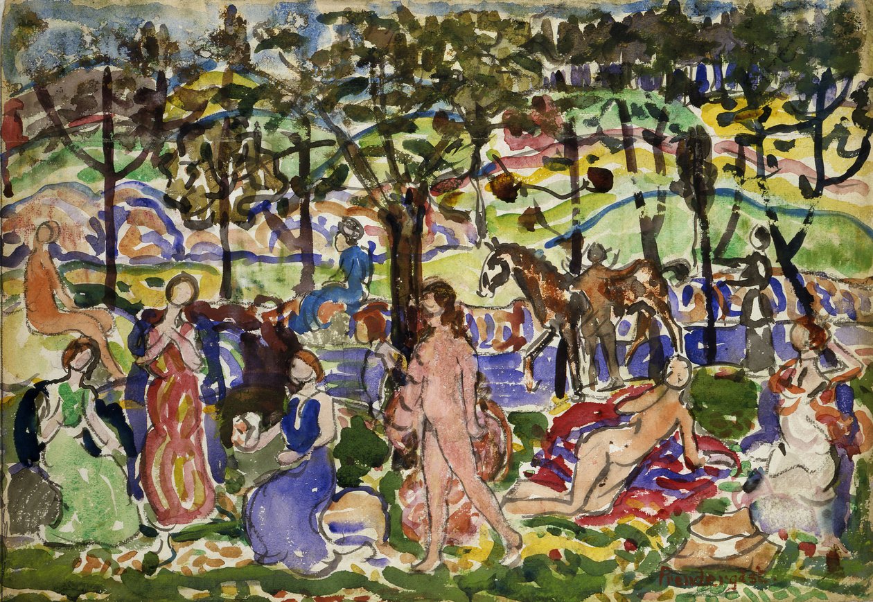 Park Scene, n. 1915-1918. tekijältä Maurice Brazil Prendergast