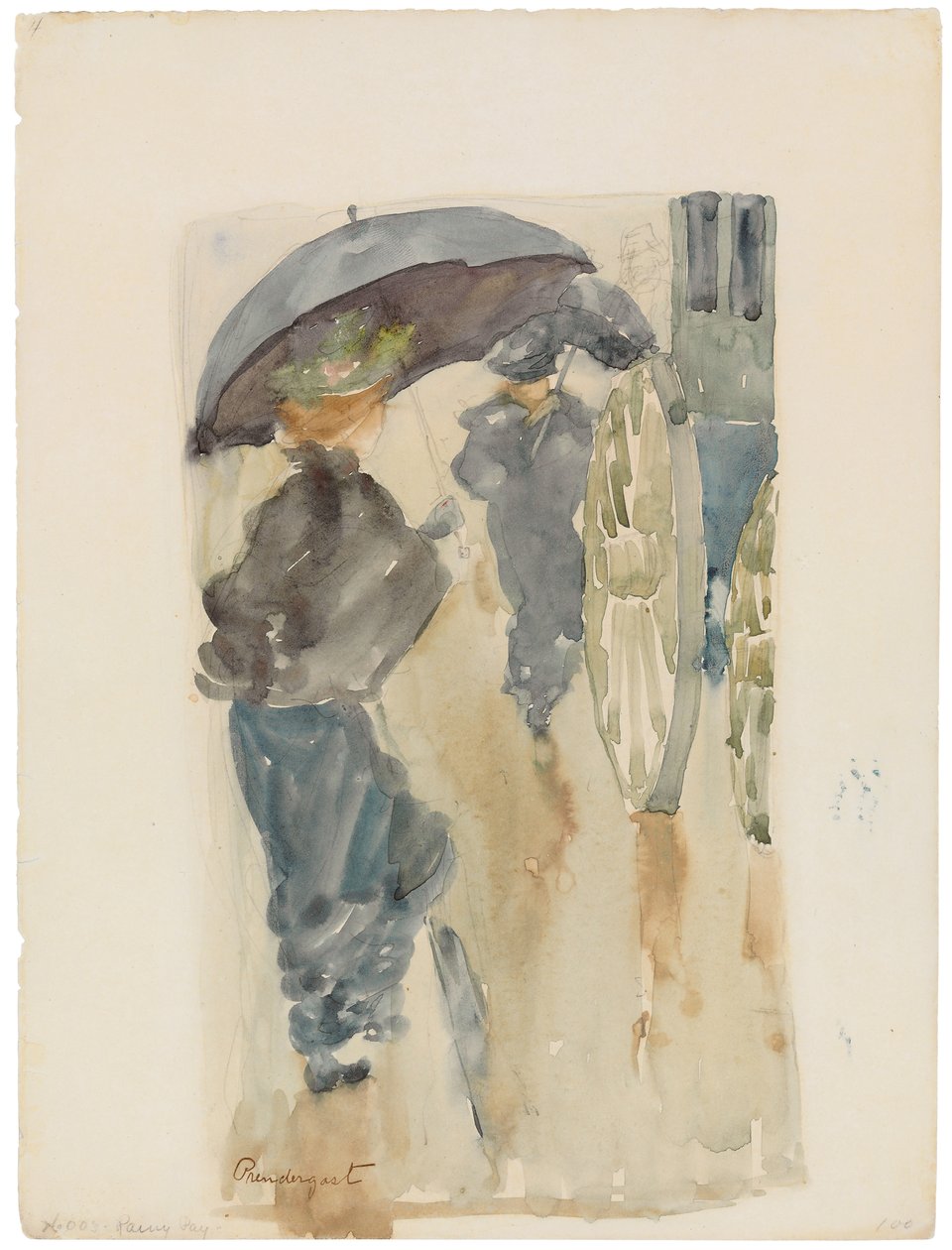 Sadepäivä, n. 1893-1894 tekijältä Maurice Brazil Prendergast