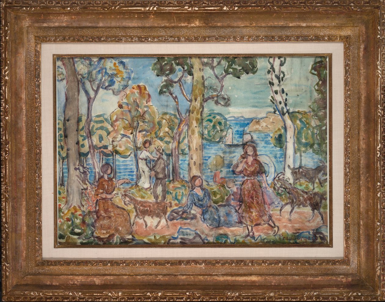 Merenranta, n. 1914-16 (akvarelli paperille) tekijältä Maurice Brazil Prendergast