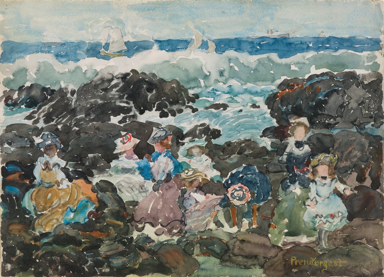 Surf, Cohasset, n.1900-5 (akvarelli ja grafiitti). tekijältä Maurice Brazil Prendergast