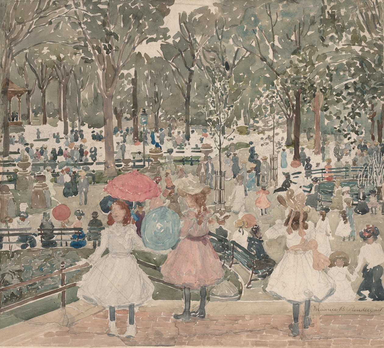 The Mall, Central Park, 19001903. tekijältä Maurice Brazil Prendergast