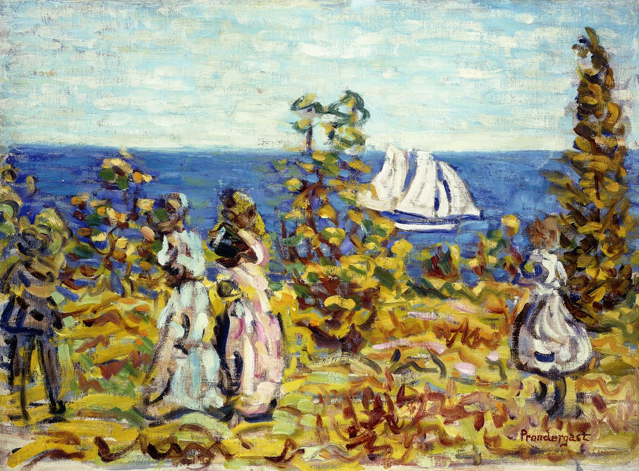 Purjevenettä katselemassa, n. 1907-1910 tekijältä Maurice Brazil Prendergast
