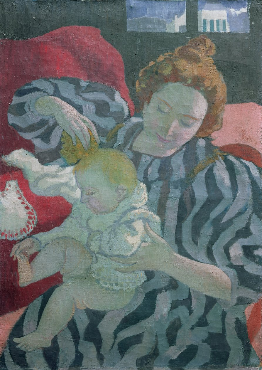 Äiti pesemässä lastaan, 1895 tekijältä Maurice Denis