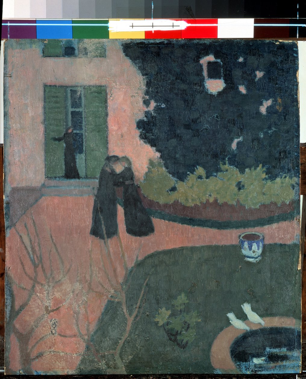Vierailu. Maurice Denisin (1870-1943) maalaus, noin 1892-1893. Koko: 37,5 x 33 cm. Öljy kankaalle. Taide Nabis. Eremitaaši, Pietari tekijältä Maurice Denis
