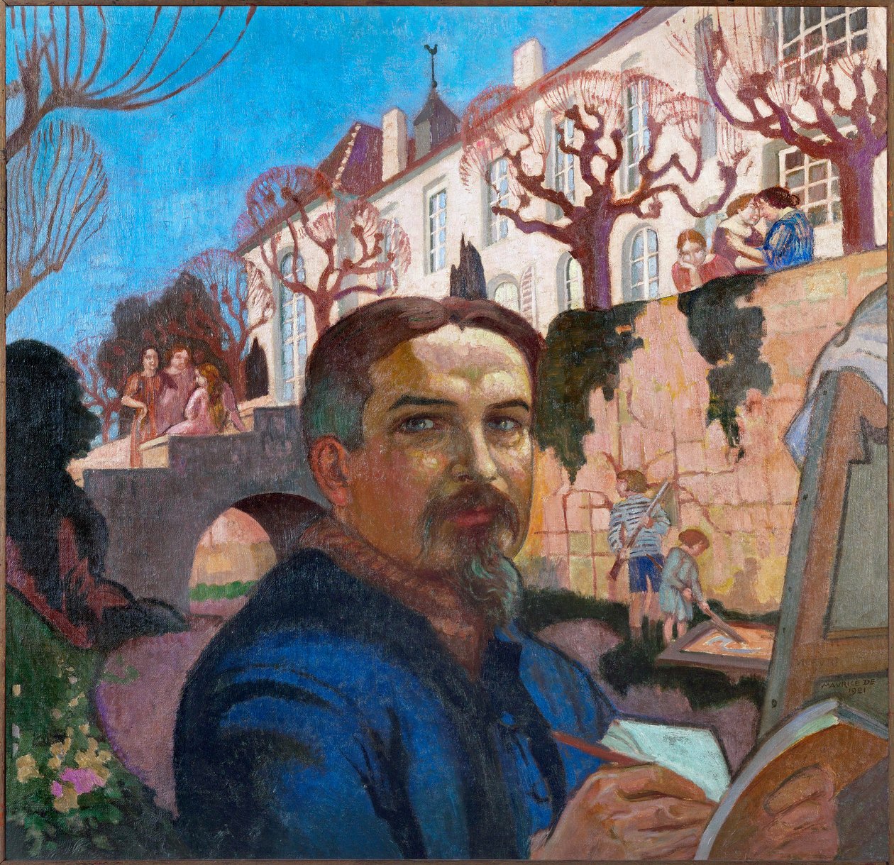 Maurice Denis, omakuva luostarin edessä (öljy kankaalle). tekijältä Maurice Denis
