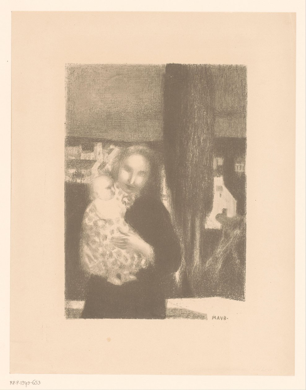 Äiti ja vauva sypressin rannalla tekijältä Maurice Denis