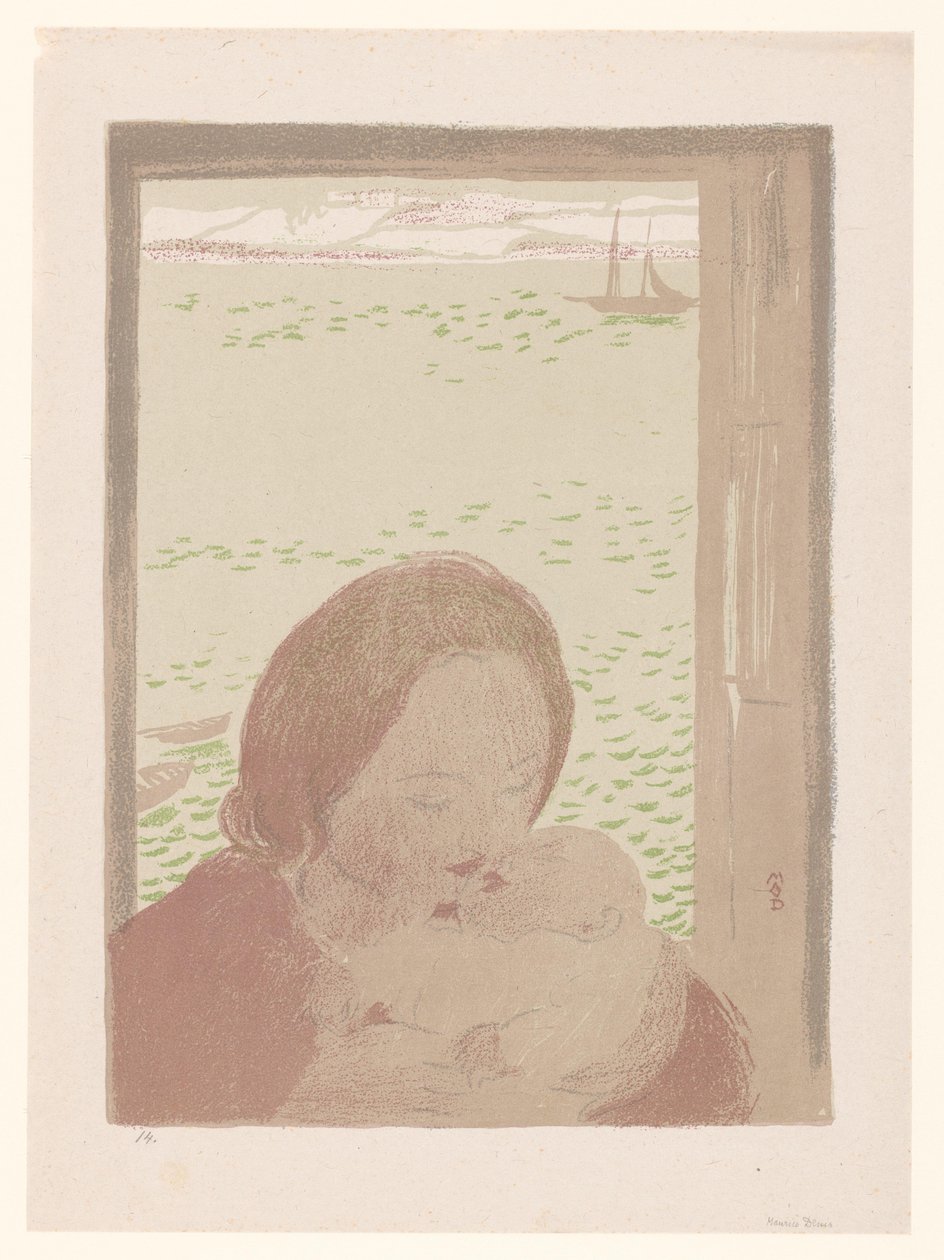 Äiti vauvan kanssa ikkunan edessä tekijältä Maurice Denis