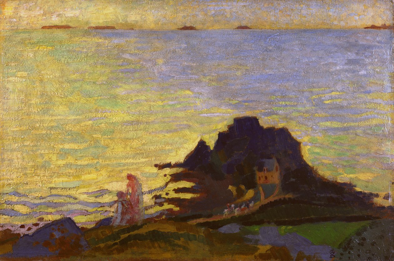 Äiti ja lapsi kalliopaljaston yläpuolella (öljy kortille) tekijältä Maurice Denis