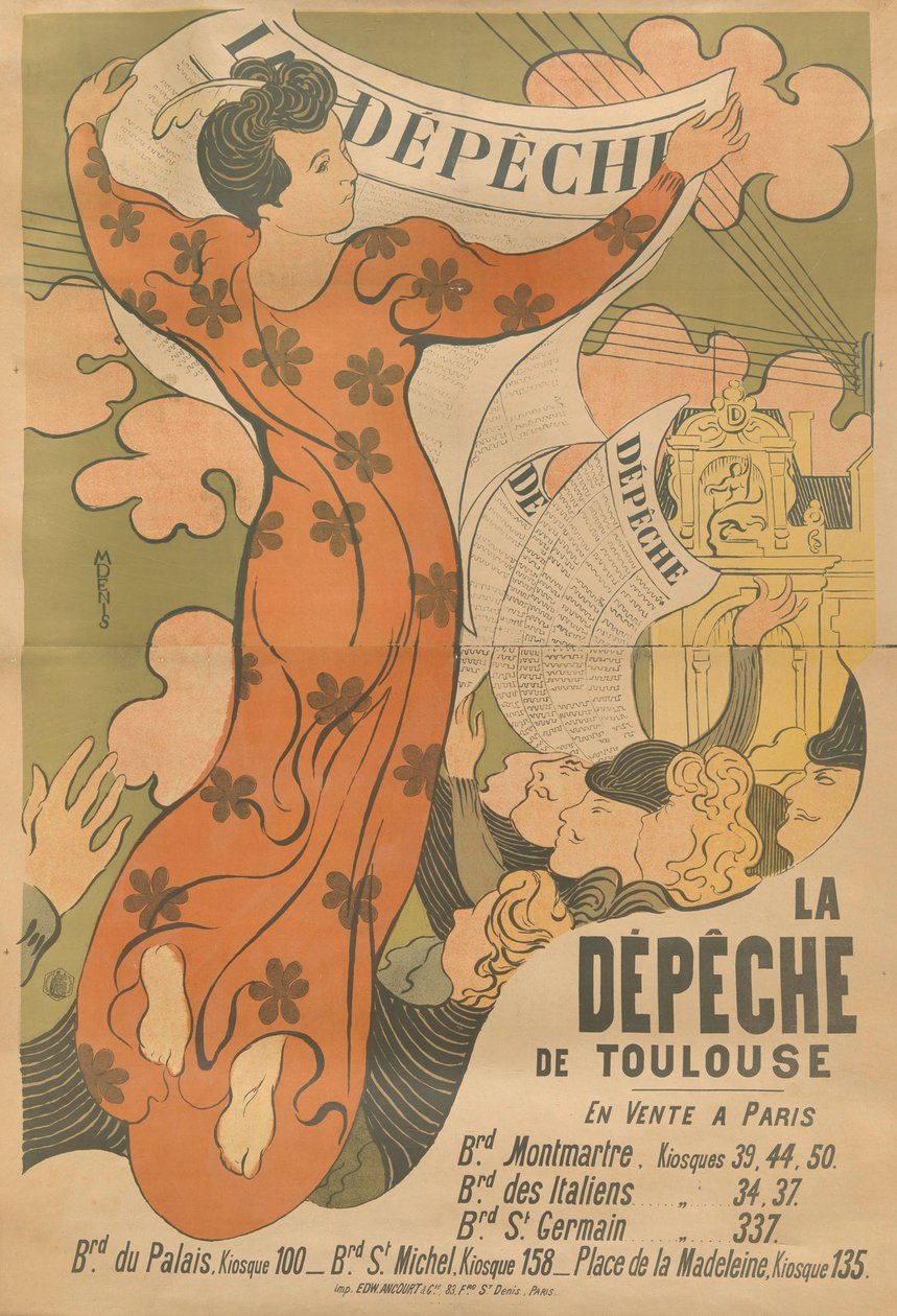 La Dépêche de Toulouse -sanomalehden juliste, 1892. tekijältä Maurice Denis