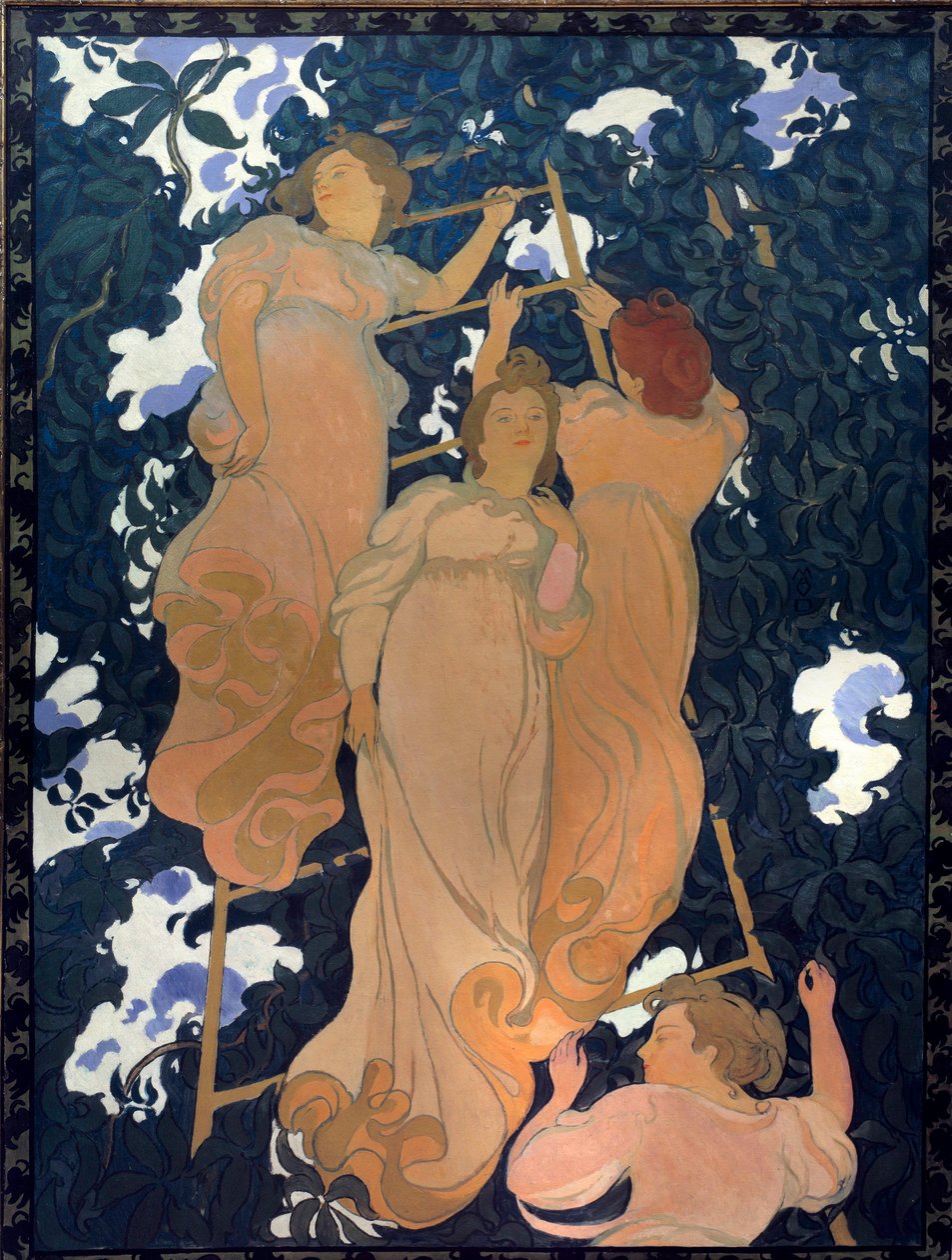 Lehdistökankaan vaaka liimattu kartonkiin kattoon tekijältä Maurice Denis