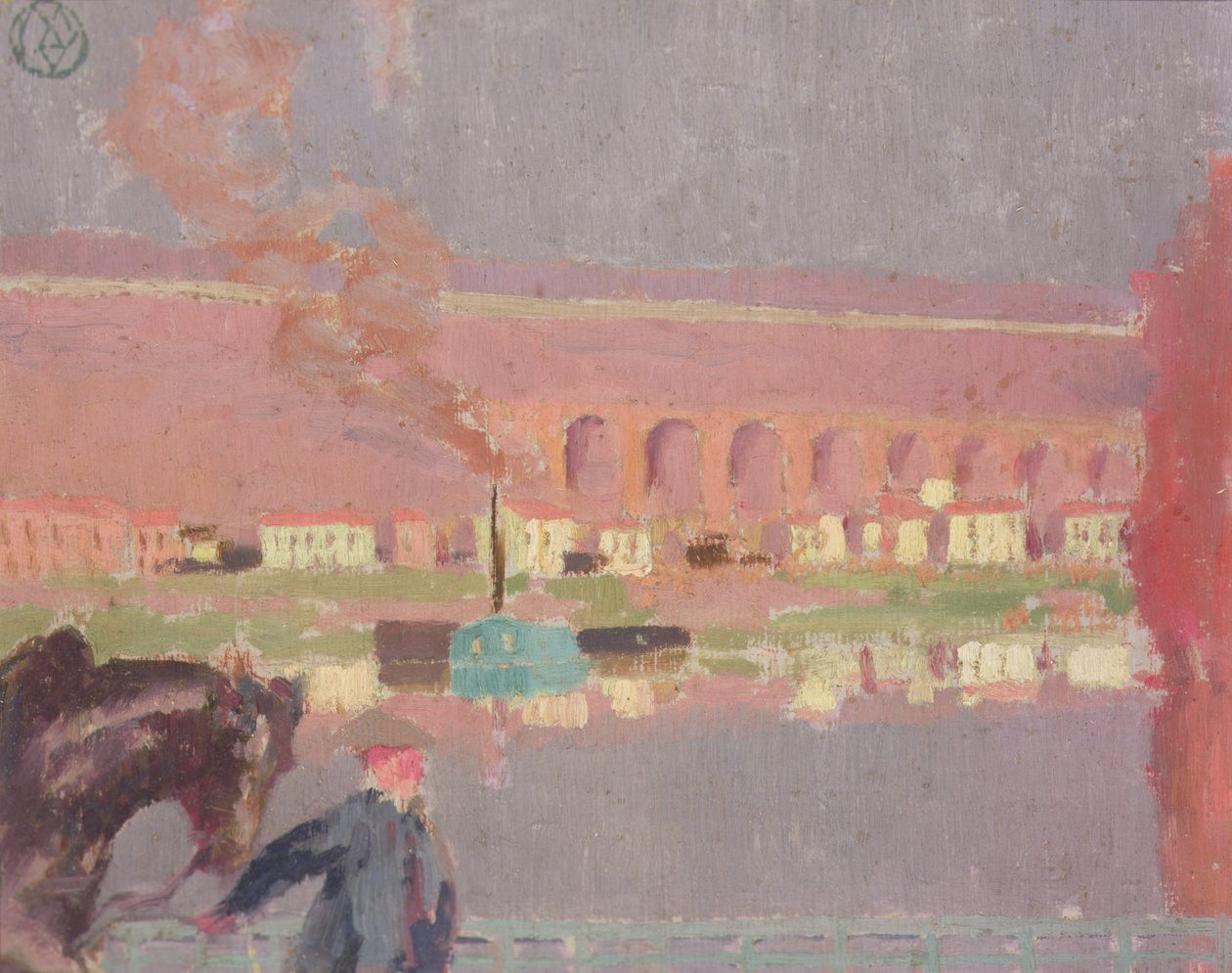 Viadukti Pecq, nähtynä Pecqin vanhalta sillalta, n. 1898 (maalaus) tekijältä Maurice Denis