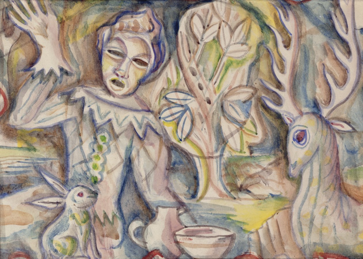 Harlekiini, n. 1940-41 (akvarelli paperille) tekijältä Maurice Denton Welch