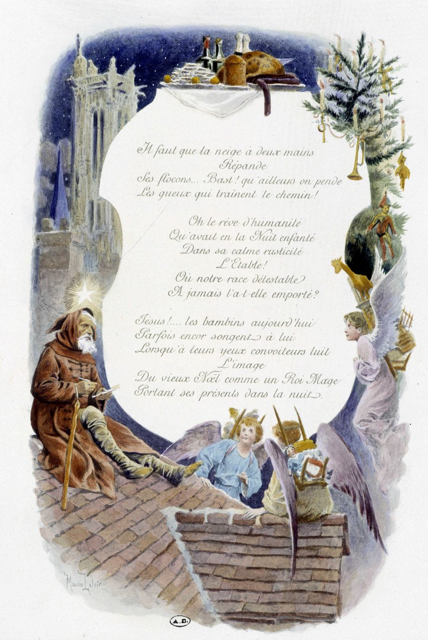 Joulukuun "" Kuukauden laulu"", kirjoittanut Jérôme Doucet, kuvitus - Maurice Leloir, toim. Reims 1904. L. Michaud tekijältä Maurice Leloir