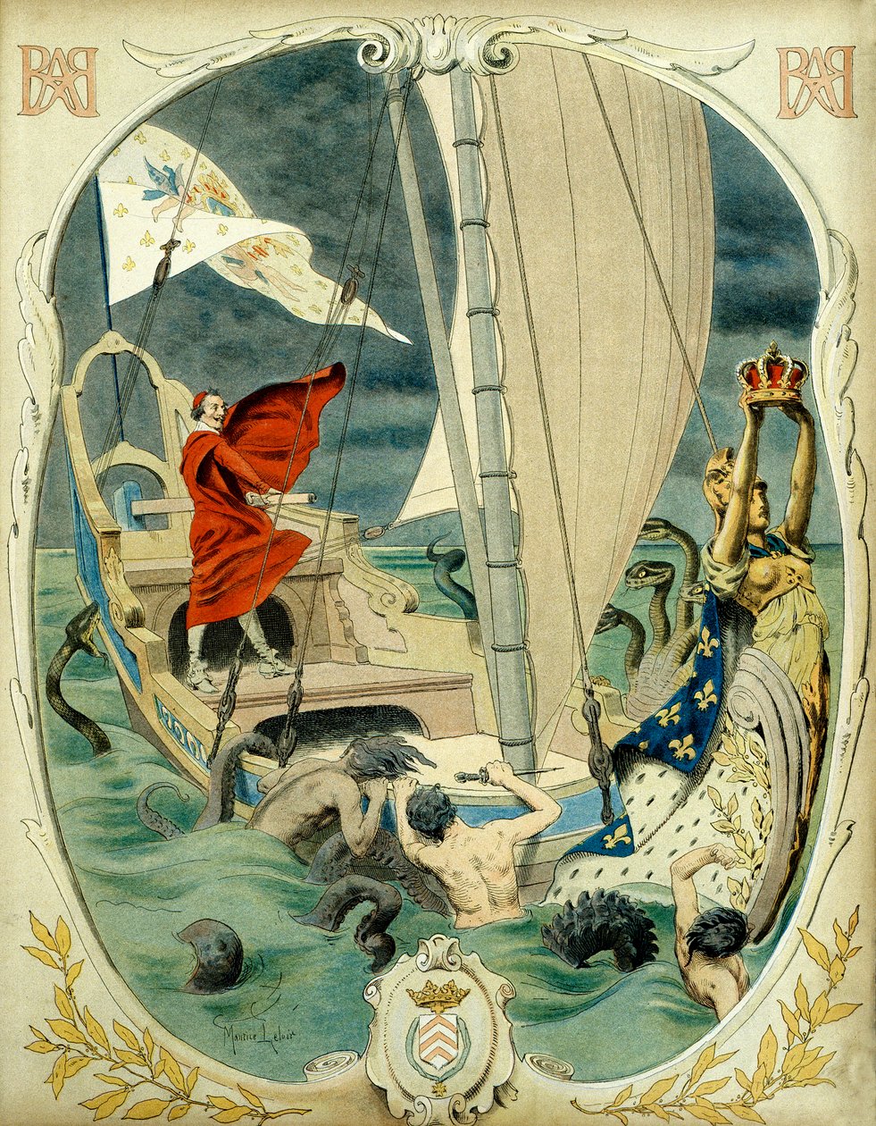 Ranskan historia: Kardinaali Richelieun allegorinen esitys (Armand Jean du Plessis tekijältä Maurice Leloir
