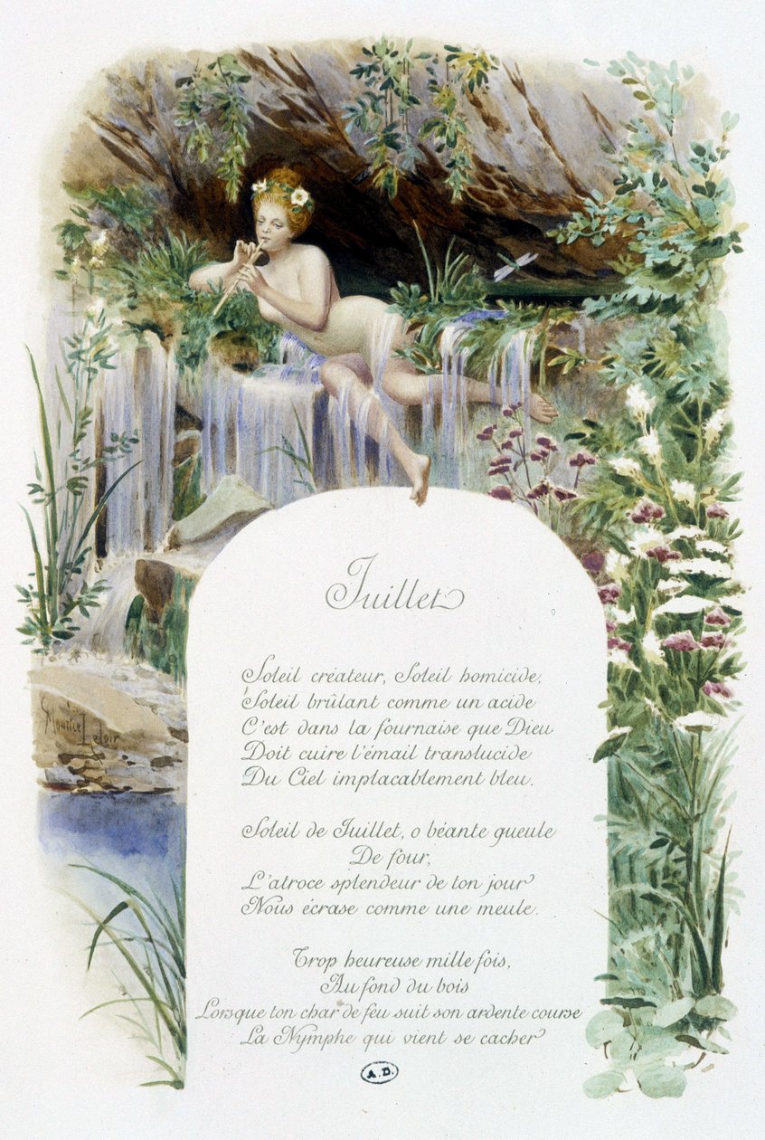 Heinäkuu ""Kuukauden laulu"", kirjoittanut Jérôme Doucet, kuvitus - Maurice Leloir, toim. Reims 1904. L. Michaud tekijältä Maurice Leloir