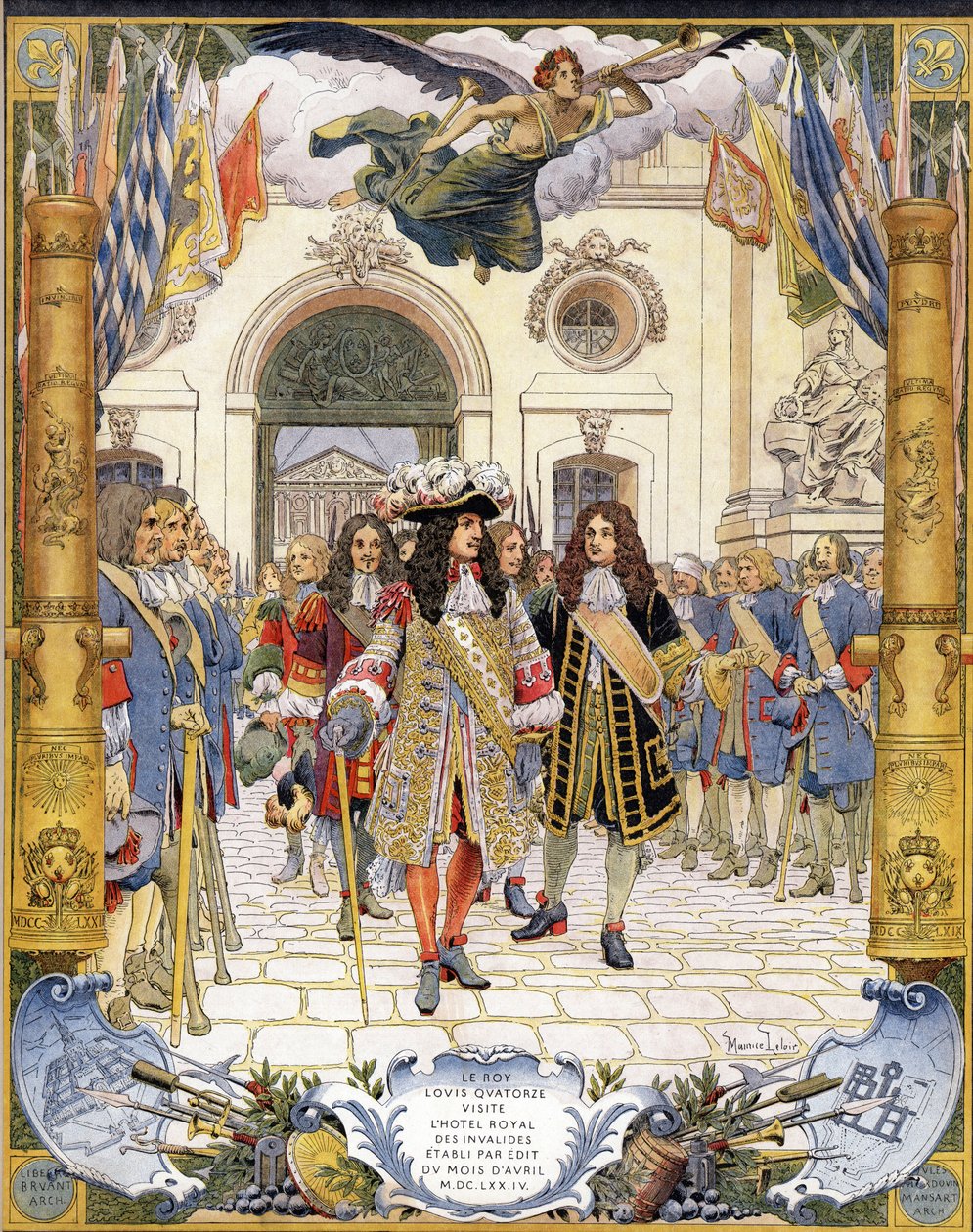 Ludvig XIV, joka tunnetaan nimellä Le Roi-Soleil (kuningas Soleil tai Louis the Grand tekijältä Maurice Leloir