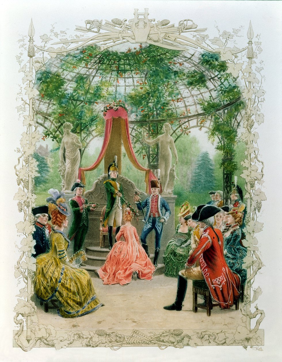 Vapaamuurarien vapaamuurarien vihkimisseremonia vuonna 1785, 1890 tekijältä Maurice Leloir