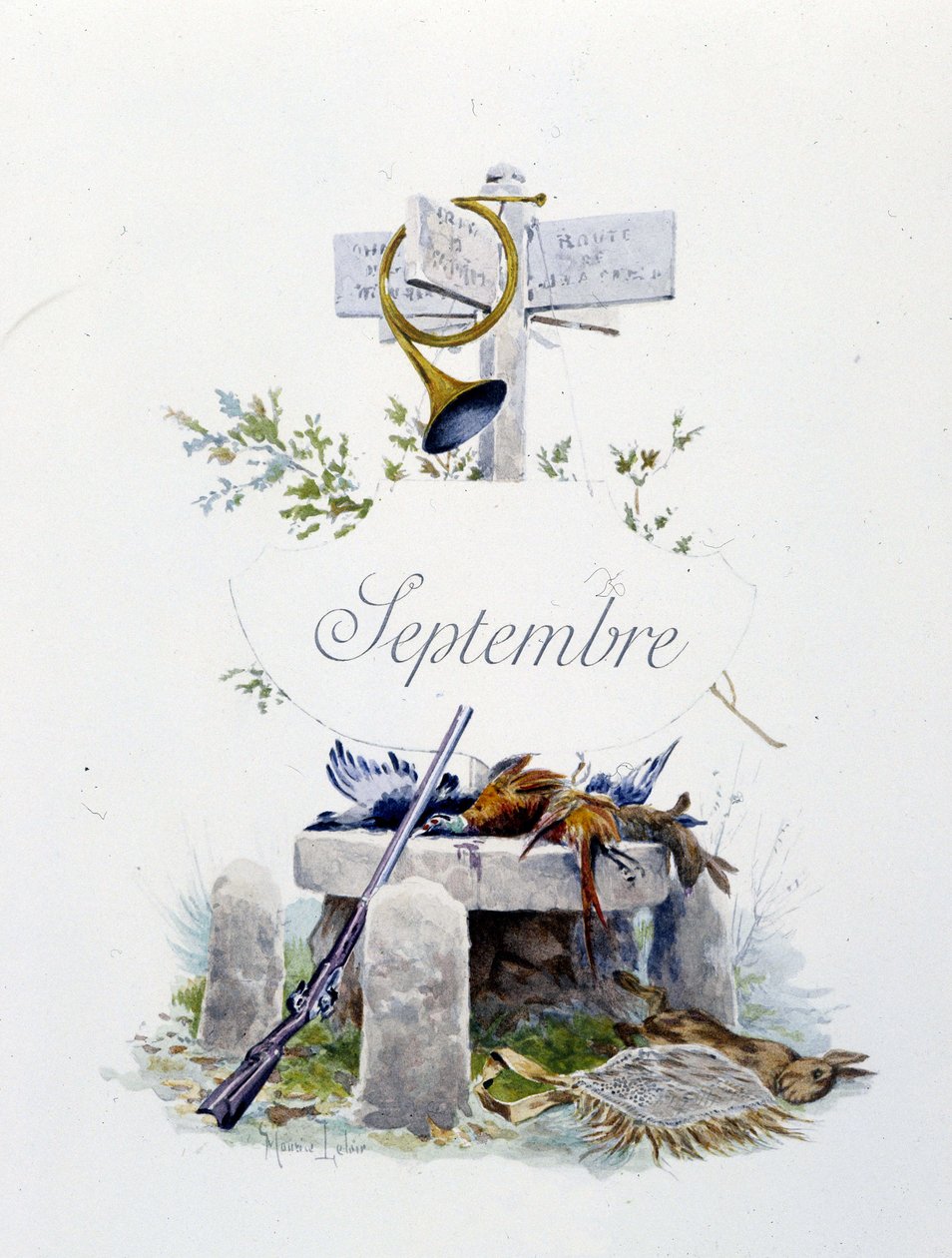 Syyskuu ""Kuukauden laulu"", kirjoittanut Jérôme Doucet, kuvitus - Maurice Leloir, toim. Reims 1904. L. Michaud tekijältä Maurice Leloir