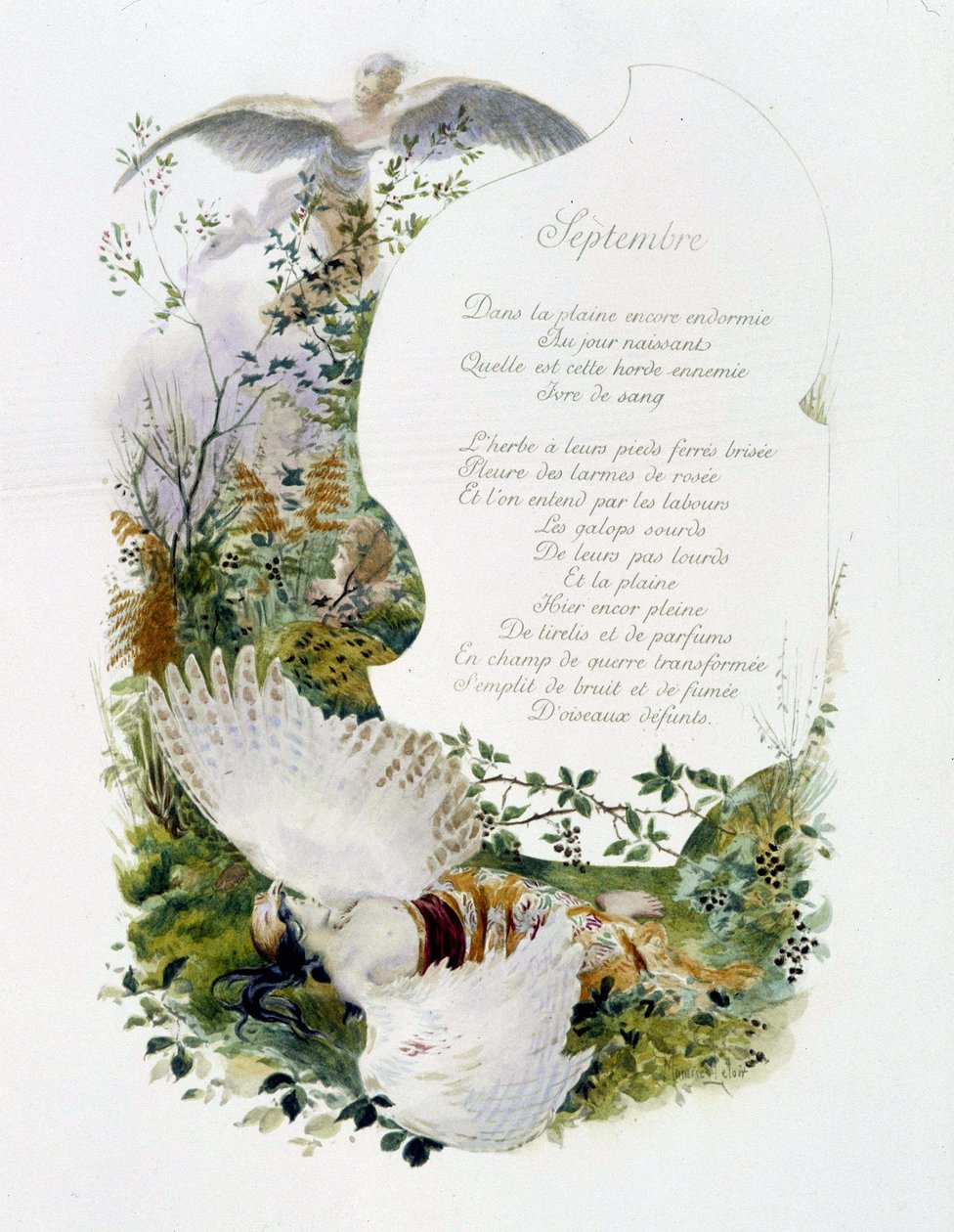 Syyskuun "Kuukauden laulu", kirjoittanut Jérôme Doucet, kuvitus - Maurice Leloir, toim. Reims 1904. L. Michaud tekijältä Maurice Leloir