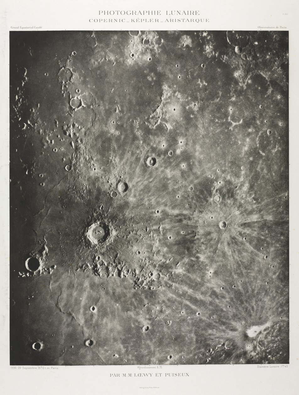 Kuun valokuvaus: Copernic-Kepler-Aristaric, 1896. tekijältä Maurice Loewy