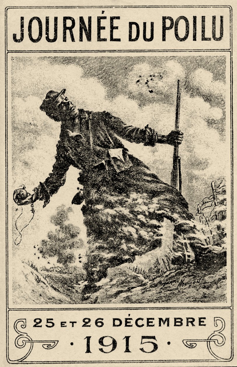 Ranskan ensimmäisen maailmansodan propagandajuliste "Hairy Day". 25. ja 26. joulukuuta 1915", julkaisu 1915 (väri litho) tekijältä Maurice Louis Henri Neumont