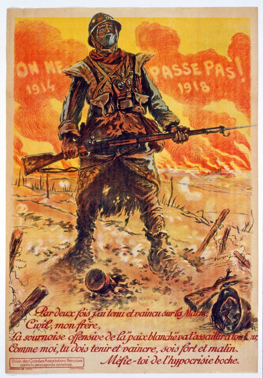 On ne passe pas, 1914-1918, painettu Pariisi, noin 1918 tekijältä Maurice Louis Henri Neumont